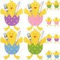 12 Pcs Easter Chick Cutlery Holders, Felt Easter Tableware Pouches in 4 Assorted Colors, Cute Chick Eggshell Silverware Pockets for Party Table Decorations, Kitchen Dining & DIY Craft