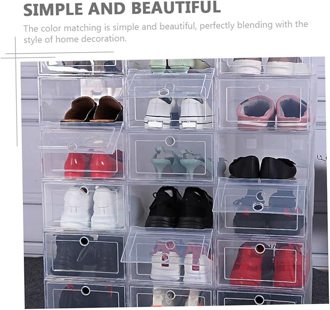 4Pcs Transparent Stackable Shoe Boxes PP Plastic Storage Containers for Closet and Hallway Organization Space-saving Shoe Organizer with High Load Capacity for Home Use