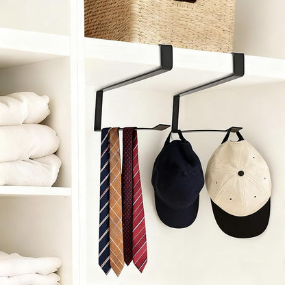 Horizontal Tumbler Lid Holder, Under-Cabinet Storage Hook Organizes Up to 10 Lids, Space-Saving Cup Lid Rack for Kitchen, Also Functions as a Hanging Paper Towel Dispenser