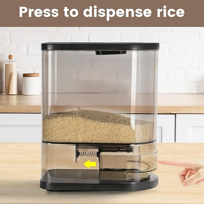 SYNCVIBE Large Rice Dispenser 22-25Lbs, Cereal Dispenser Rice Container Food Storage Container with Measuring Cup, Cereal Containers Storage Kitchen Storage Household Moisture Proof Holder, Black