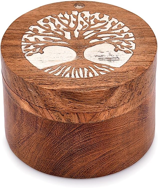 EDHAS Acacia Wood Salt Cellar Box Elegant Kitchen Salt Container Holder with Swivel Lid to Storage Pepper Spice (3.5" x 3.5" x 2.5")