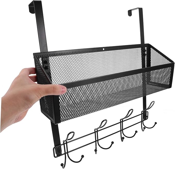 Cabilock Hanging Storage Basket for Front Door Over The Door Organizer Easy Install Multifunctional Modern Style Bathroom Kitchen Bedroom