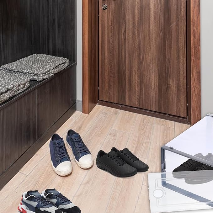 2 Pcs Drawer-style Shoe Storage Boxes Thickened Plastic Shoe Organizer Containers for Home and Closet Stackable for Sneakers and Boots Style