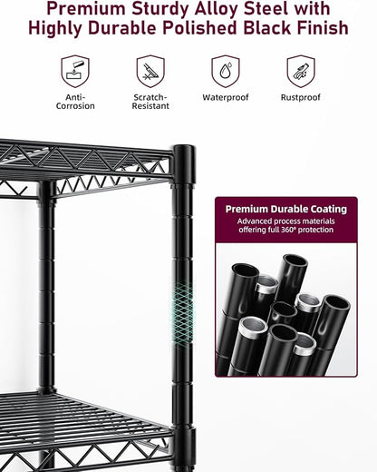 YSSOA 5-Tier Heavy Duty Storage Shelving Unit, 1250 Lbs Loading Capacity, 29.92" W x 13.98" D x 61.02" H, Black