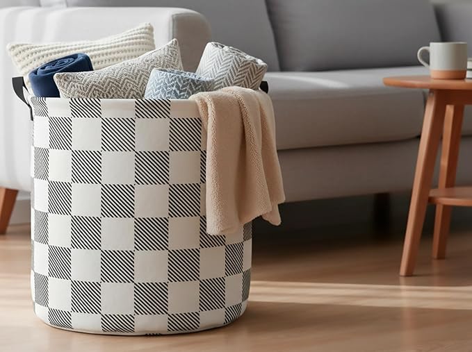 CLOCOR Large Laundry Basket,Waterproof Nursery Hamper,Collapsible Fabric Storage Container,Room Decor,Gift Basket（Gradient Grid