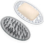 2 Pcs Plastic Soap Holder Soap Dish Bar Saver Tray with Holes Sponge Holder for Kitchen Bathroom Shower Counter, 4.5 x 3 x 0.7 Inches (Clear,Light Gray)