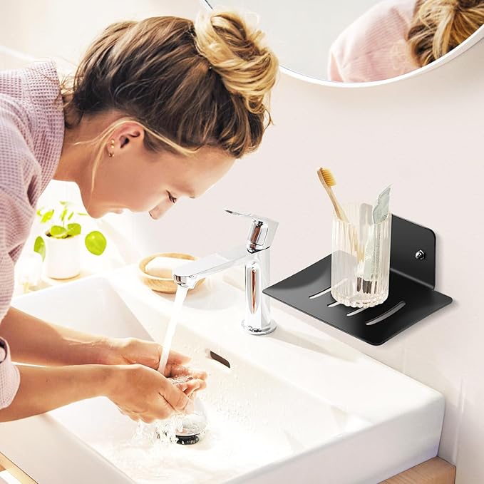 YUZP Soap Holder for Shower with Stainless Steel,Rustproof Soap Saver Sponge Holder for Bathroom,Tub,Kitchen Sink (Black Bore)