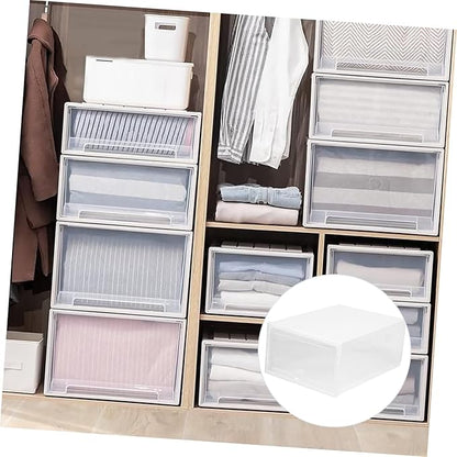 Ciieeo 6 Pcs Sturdy Plastic Shoe Storage Box Lid Drawer Type Organizer for Home Use Dustproof and Stackable Shoe Container