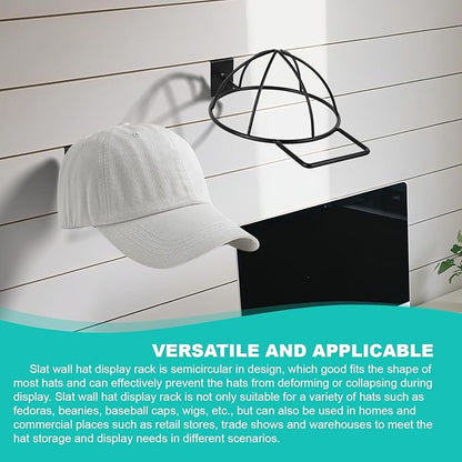 6 Pcs Slat Wall Hat Display Rack, Slat Wall Hat Racks for Vendors, Slatwall Hat Display for Baseball Hats Beanies Wigs Organization, Home, Retail Store