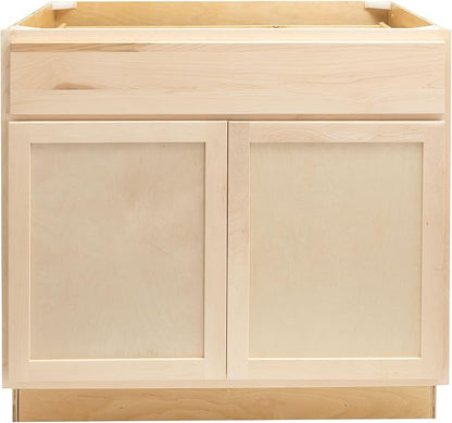 Quicklock RTA (Ready-to-Assemble) | Base Kitchen Cabinets - Shaker Style | Made in America (Raw Maple, 33" Wx34.5 Hx24 D Base)