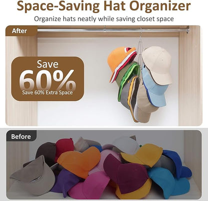 ZEDODIER Hat Organizer for Closet, Rotatable Hat Hanger Holds 18+ Baseball Caps, Space Saving Metal Hat Rack & Cap Holder, No Assembly Required, Hat Storage for Men Women, Silver, 1 Pack