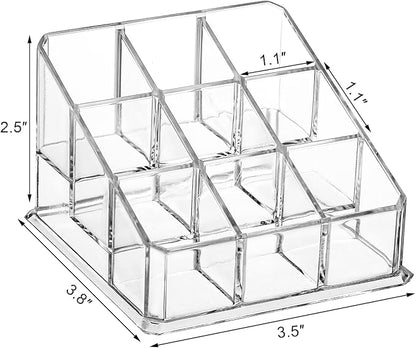 Foraineam 6 Pack Lipstick Holder Organizer, 9 Spaces Clear Lip Stick Storage Stand Container, Small Cosmetic Beauty Makeup Display Cases for Lipsticks, Lipgloss, Brushes, Bottles