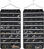 Hanging Jewelry Organizer Storage Roll 56 Zippered Pockets with Detachable Hanger Double-Sided Foldable, Travel Jewelry Holder for Earrings, Rings, Bracelets, Hanging on Closet, Wall, Door, Black