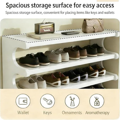 39" Bamboo Shoe Rack - Vertical Shoe Organizer Rack for Small Space, Narrow Shoe Tower for Closet, Entryway, Corner, Tall Shoe Shelf with Removable Shelves, Flexible Storage Shelf for Saving Space