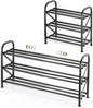 3-Tier Shoe Rack for Closet, 16"-32" Expandable ShoeRackAdjustable for Entryway Closet Doorway SturdyMetal, Black