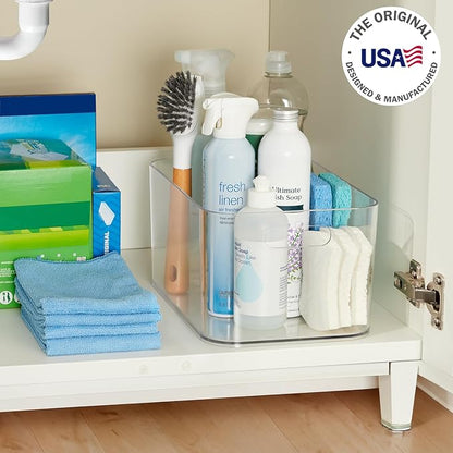 STORi Bliss XL Clear Plastic Storage Bin, Pantry Organizers & Storage Containers, Home Organization Must Haves for Kitchen, Laundry Room, Office, Closet, 12” x 8” Made in USA