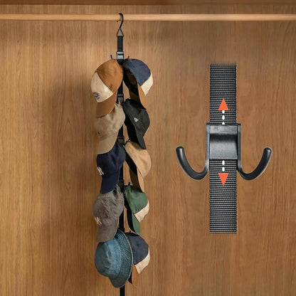 Hat Organizer for Closet, Hat Rack for Door with 6 Durable Adjustable Hooks & Storage Bag, Height 66 in Hat Storage for Home Dorm Room Travel Outdoor