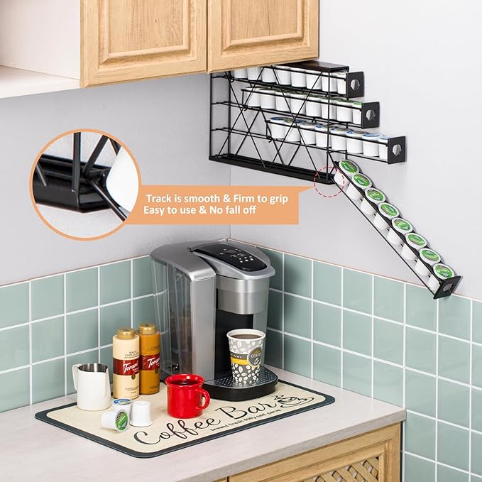 K Cup Holders for 4 Tier, 32 Pods K Cup Storage, Coffee Pod Holder for Countertop, K Cup Organizer Coffee Bar Accessories Black Metal
