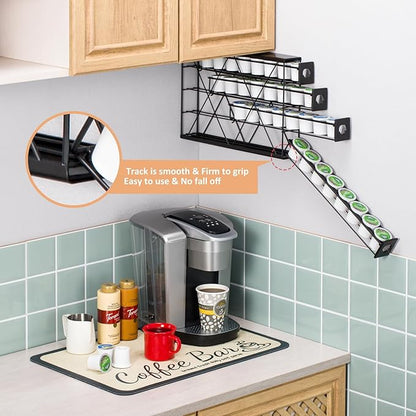 K Cup Holders for 4 Tier, 32 Pods K Cup Storage, Coffee Pod Holder for Countertop, K Cup Organizer Coffee Bar Accessories Black Metal