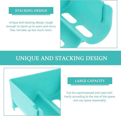 ARTIBETTER 4pcs Stackable Soda Can Organizer Drawer Rack for Refrigerator and Pantry Storage, Blue Plastic Drink Holder for Kitchen Supply