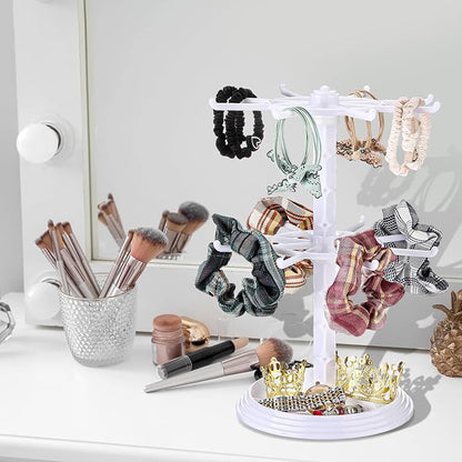2 Pack Keychain Display Stand Rotating Jewelry 2 Tier Necklace Holder Plastic Spinning Bracelet Hanging Organizer Rotating Rack Earring Bracelet Stands for Vendors Malls Counter Dressing Table