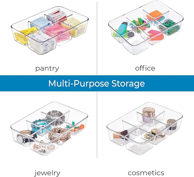 iDesign Clear Tea Bag & Sugar Packet Organizer for Drawer, Cabinet or Kitchen Countertop