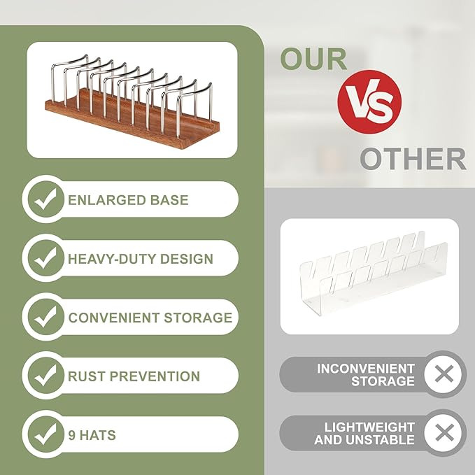 Hat Organizer for Baseball Caps - 14 Caps Organizer , Anti-Tip Stainless Steel Hat Rack & Display Stand, No Installation Required Hat Storage for Closet, Bedroom, Vanity (Stainless Steel，2 pack)