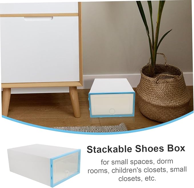 Thickened Plastic Shoe Boxes 6 Pack Stackable Storage Keep Your Shoes Clean Tidy