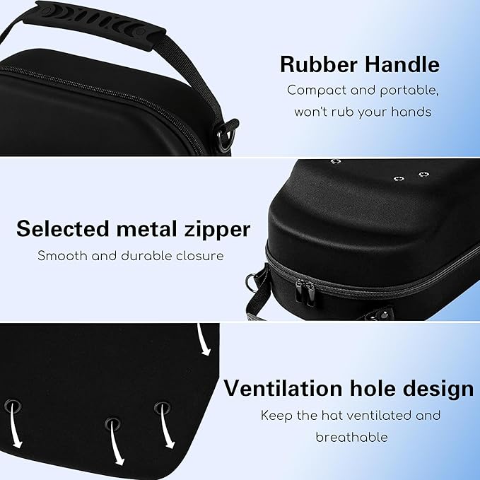 Hat Carrier & Washer Combo – Hard Travel Hat Case for 6 Baseball Caps, Adjustable Shoulder Strap & Handle, Durable Hat Organizer for Men，Women – Perfect Hat Carrier for Travel, Home，Outdoor
