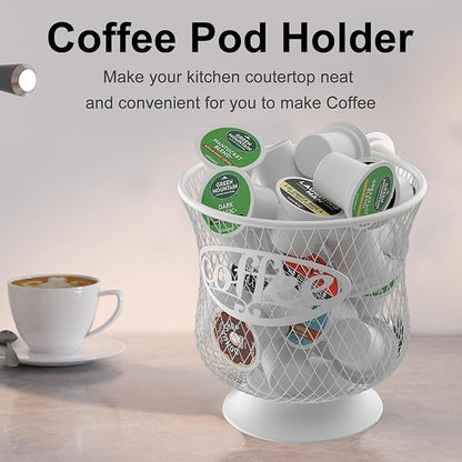 ITHSKUILL Coffee Pod Holder, Sturdy K Cup Organizer, Large Capacity K Cup Storage for Keuring Espresso Capsule Coffee Creamer, Easy to Refill and Organize for Cafe Bar, Coffee Bar Decor