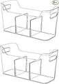 Tall Narrow Clear Bins with Dividers, Plastic Containers for Organizing Kitchens and Bathrooms - 14" L, 2 Pack