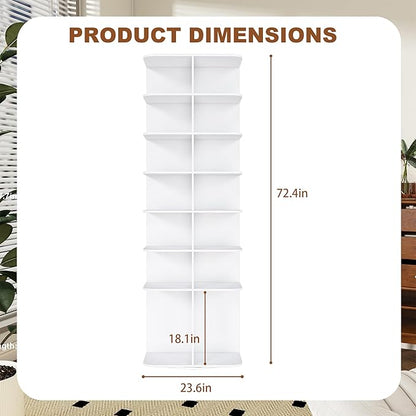 Runboll 7-Tier Rotating Shoe Rack Tower Spinning Shoe Display Lazy Susan Tower, Free Standing 360 Revolving Shoe Storage Organizer for Living Room Entryway Doorway