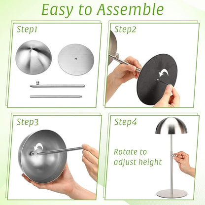 Sintuff 4 Pcs Hat Display Stand:adjustable 7.9-15.7inch Wigs Head Holder Stand Non Slip Stainless Steel Metal Rack for Multiple Hats Wig Storage Styling Practice(Silver,Round Base)