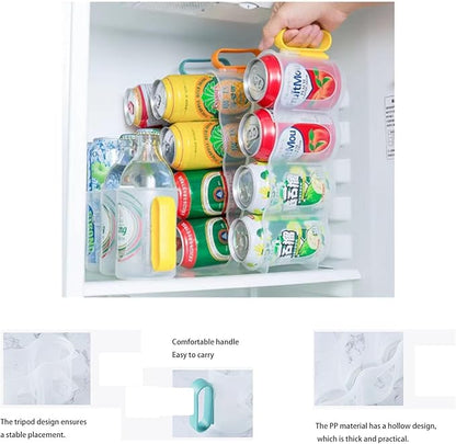 Soda Can Organizer，Can Storage Box with Handle Transparent Reusable for Fridge Pantry Freezer Kitchen(Orange)