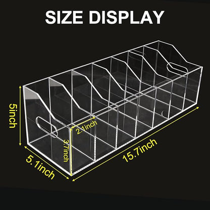 Acrylic Belt Organizer for Closet – 7-Compartment Clear Storage Holder for Belts, Ties, and Bow Ties – Display Case for Shelf or Drawer Organization(Large)