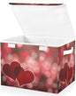 senya Valentines Baskets Collapsible Storage Bins with Lids, Hearts Bokeh Effect Storage Boxes Clothes Baskets for Organizing