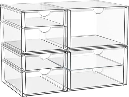 YFXCVSL Clear Stackable Storage Drawers, Acrylic Makeup Organizer with 7 Drawers, Bathroom Organizers and Storage, Plastic Bins for For Vanity, Undersink, Kitchen Cabinets, Pantry