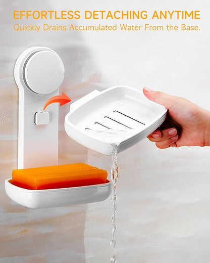 PEISAINOX Bar Soap Holder for Shower Wall, Adhesive Soap Dish NO-Drilling for Shower Bathroom Bathtub Kitchen, Wall Mount Double Tiers Drainage Soap Box Keep Soap Bars Dry (2 Tiers)
