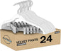 GVTECH Velvet Hangers with Clips, [24 Pack] Metal Clip Hangers for Pants - Notched Skirt Hangers for Pants, Skirts, Suit, Dresses & Shirts 360° Swivel Hook, Non Slip Felt Hanger (White, 24 Pack)
