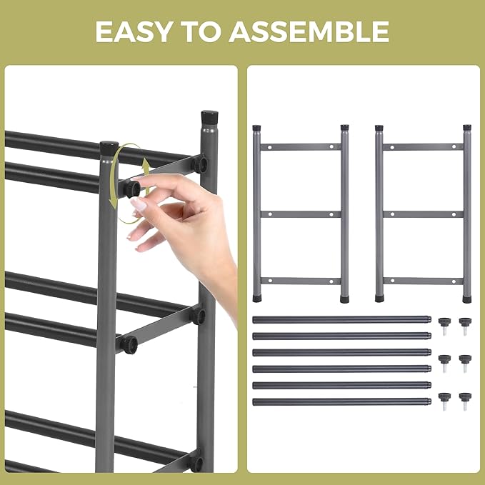 Shoe Rack, Expandable Shoe Storage Organizer for Closet, 3 Tier Metal Shoe Rack for Entryway, Adjustable Small Shoe Shelf for Front Door Entrance, Small Space, Garage