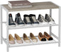 HOMEFORT 3-Tier Shoe Rack, Shoe Storage Shelf, Industrial Shoe Tower, Narrow Shoe Organizer for Closet Entryway, Small Shoe Rack Table with Durable Metal Shelves, White Oak
