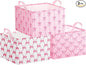 Geelin 3 Pcs Pink Bow Storage Baskets, Foldable Cute Pink Storage Bins with Handles, Coquette Preppy Girly Organizer Boxes for Closet Shelf Nursery Bedroom Decorative Room Decor