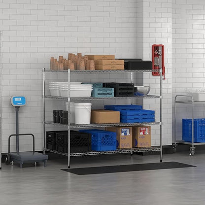 Commercial NSF Listed Chrome Stationary Wire Shelving Kit 36" x 60" x 54", with 4 Shelves Perfect for Warehouse, Walk-in Refrigerator, Freezer, Grocery Store, Restaurant, Dishroom