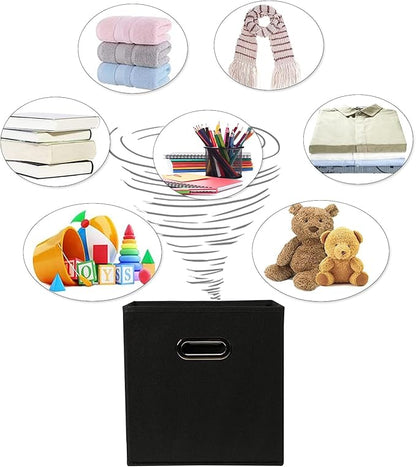 Fabric Cloth Storage Bins,Fabric Cube Organizer with Dual Handles Foldable Cube Storage Baskets for Home Bedroom Storage,Set of 10,(Black)