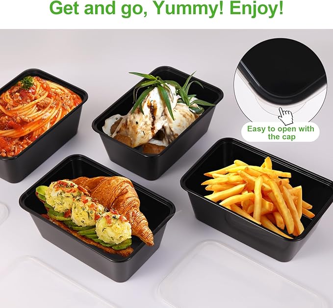 Evmliy 10Pack 28oz Meal Prep Containers Disposable Food Storage Containers with Lids, 1-Compartment Reusable Food Storage Plastic Stackable To Go Boxes Microwave, Freezer, Dishwasher Safe