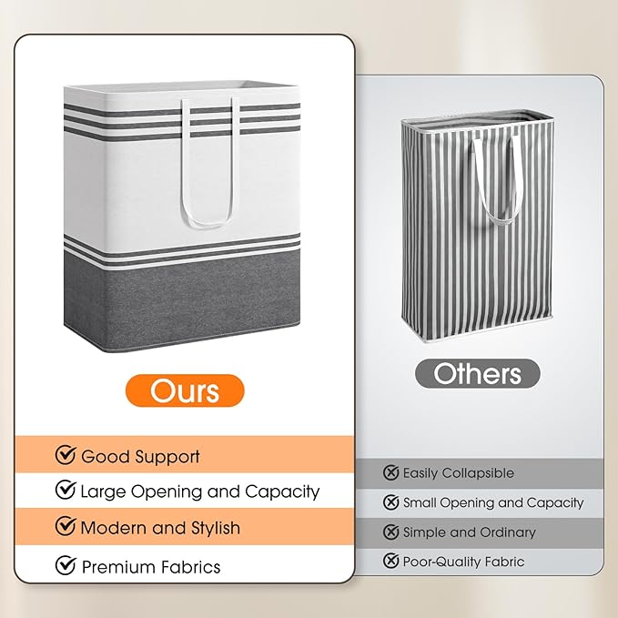 3 Pack Large Laundry Baskets, Laundry Hampers, Freestanding Waterproof Collapsible Clothes Bag with Extended & Reinforced Handles - Clothes Basket for Dorm, Bathroom, Home (100L)