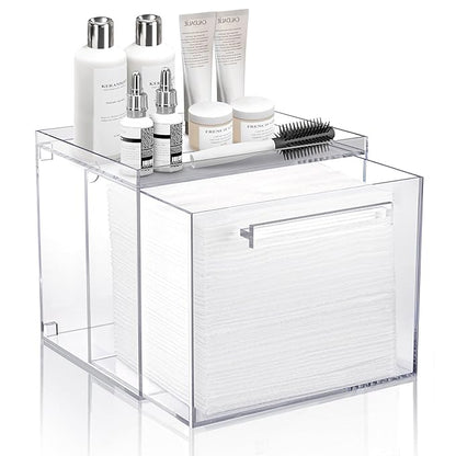 Disposable Facial Towels Storage Box - Acrylic Container Compatible With Clean Skin Club Clean Towel XL - Wall-Mounted Makeup Organizer With Drawer Valentine's Day Gifts