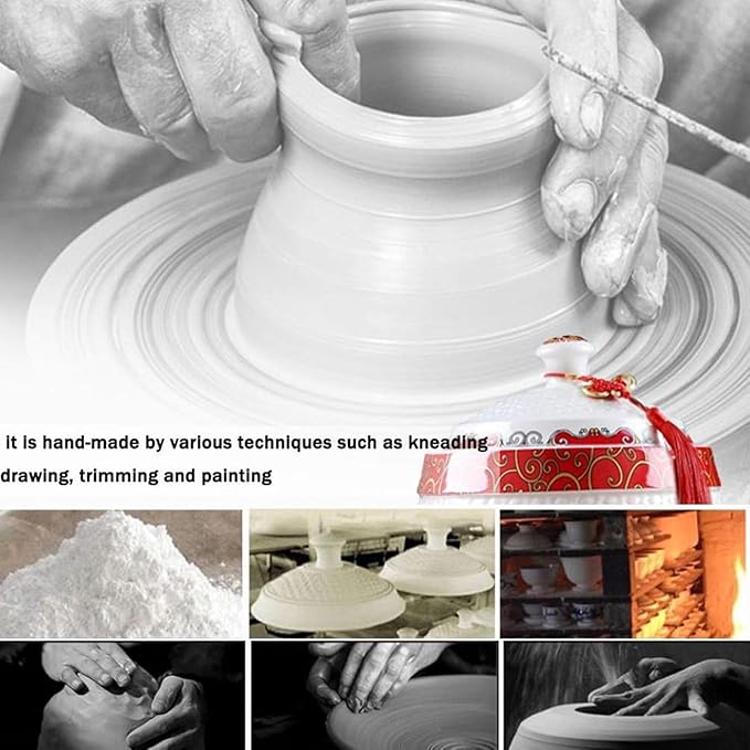 Chinese Ceramic Rice Bucket, Ceramic Rice Cylinder Ceramic Jar with Lid Grain Dispenser, Large Grain Dispenser, Food Storage Container with Lid, Sealed Rice Storage Jar for Noodles Rice Snacks