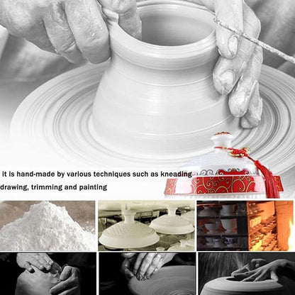 Chinese Ceramic Rice Bucket, Ceramic Rice Cylinder Ceramic Jar with Lid Grain Dispenser, Large Grain Dispenser, Food Storage Container with Lid, Sealed Rice Storage Jar for Noodles Rice Snacks