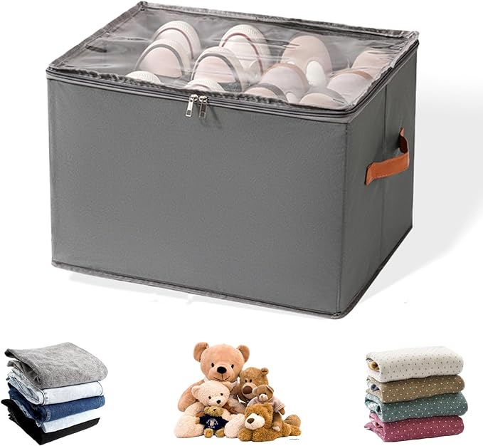 Shoe Storage Bag with Transparent Cover and Sturdy Handles, Ideal for Closet Organization, Stores Sneakers, Sandals, Slippers, Holds Up to 6 Pairs